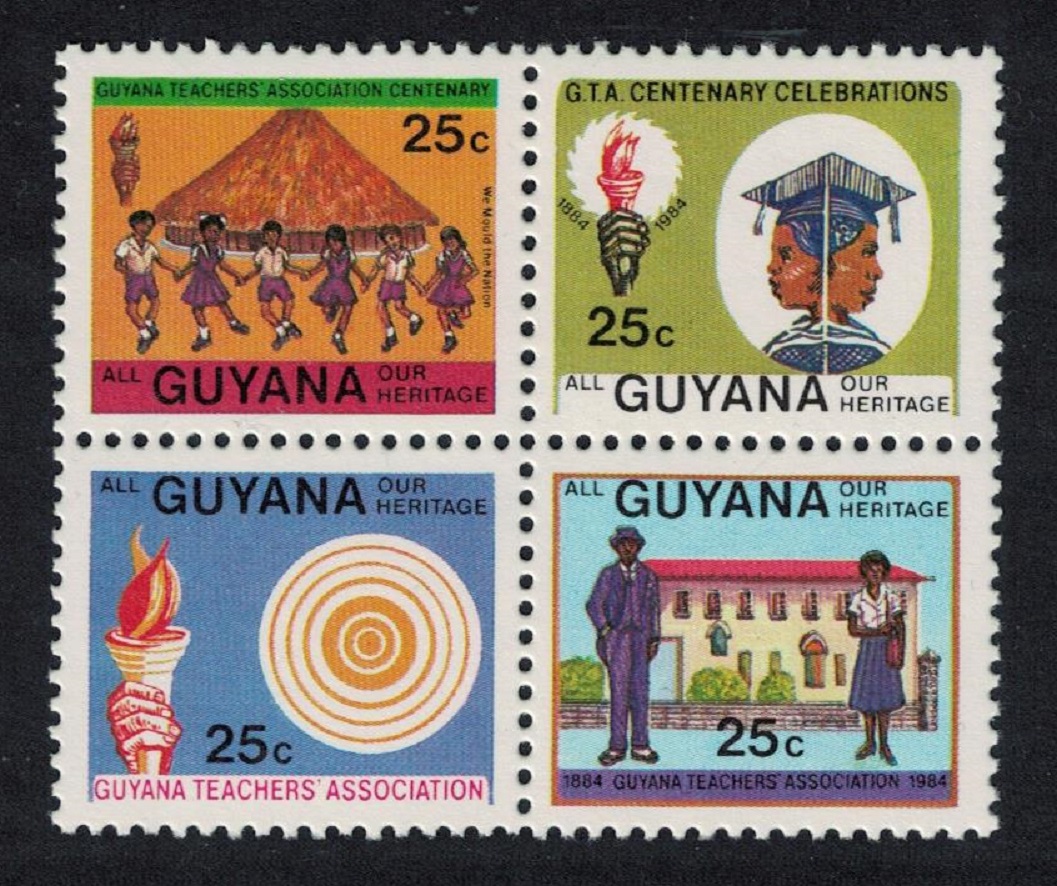 SALE Guyana Teachers' Association 4v Blocks of 4 1984 MNH SG#1298-1301 - Photo 1/1