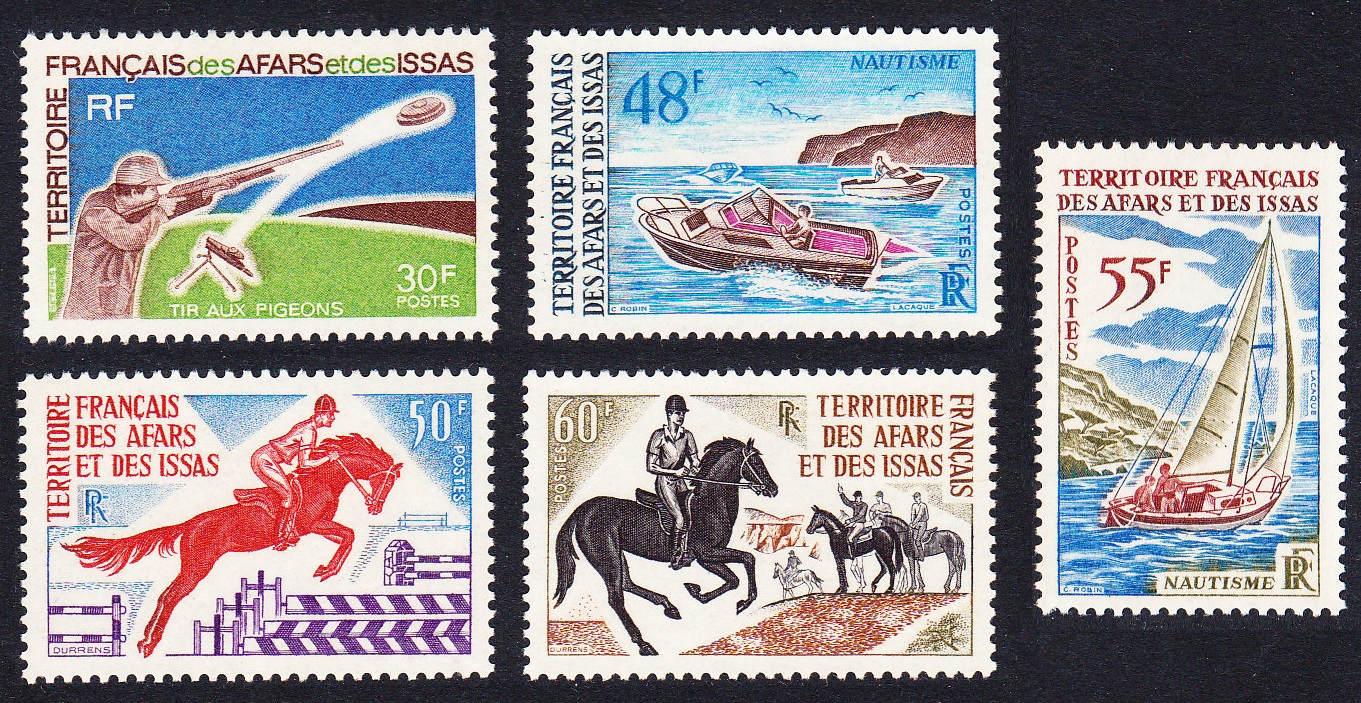 Afar and Issa Pony trekking Yachting Shooting Sports 5v 1970 MNH SG#549-553 Sc#343-347