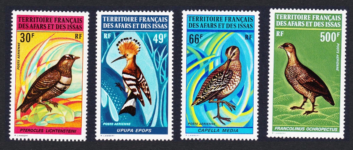 Afar and Issa Sandgrouse Hoopoe Snipe Francolin Birds 4v 1972 MNH SG#574-577 Sc#C62-C65