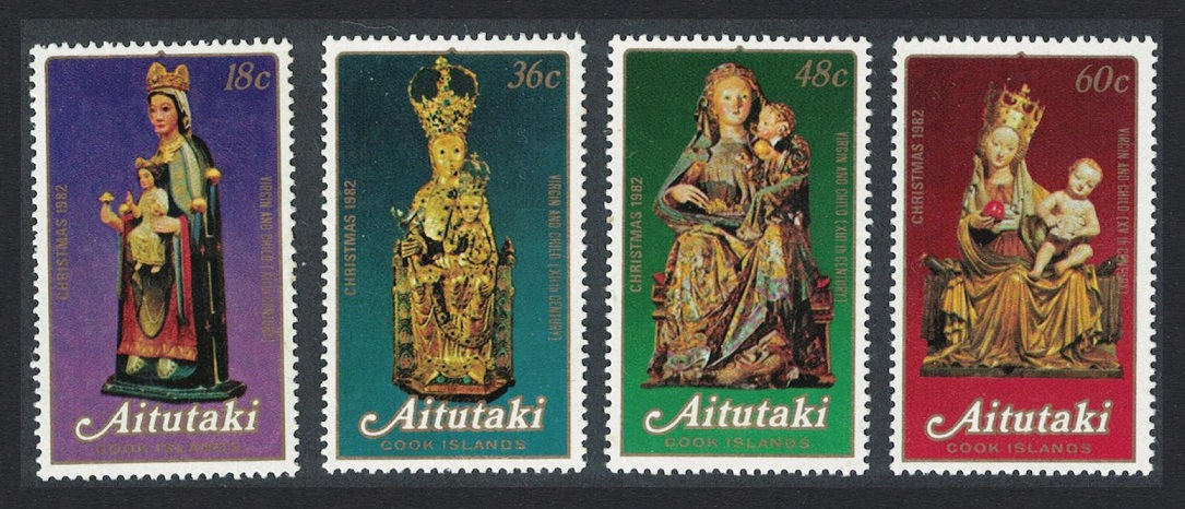 Aitutaki Christmas Religious Sculptures 4v 1982 MNH SG#425-428 Sc#364-367