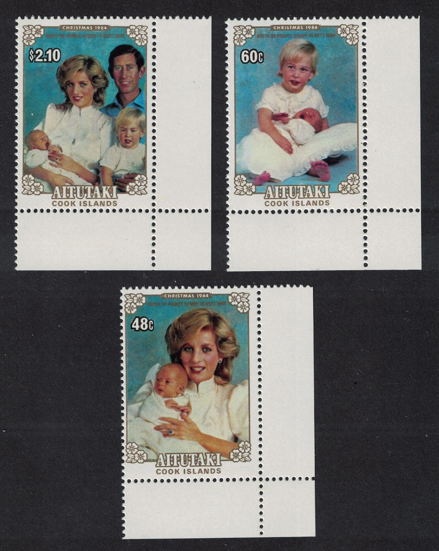 Aitutaki Birth of Prince Henry 3v Corners 1984 MNH SG#514-516