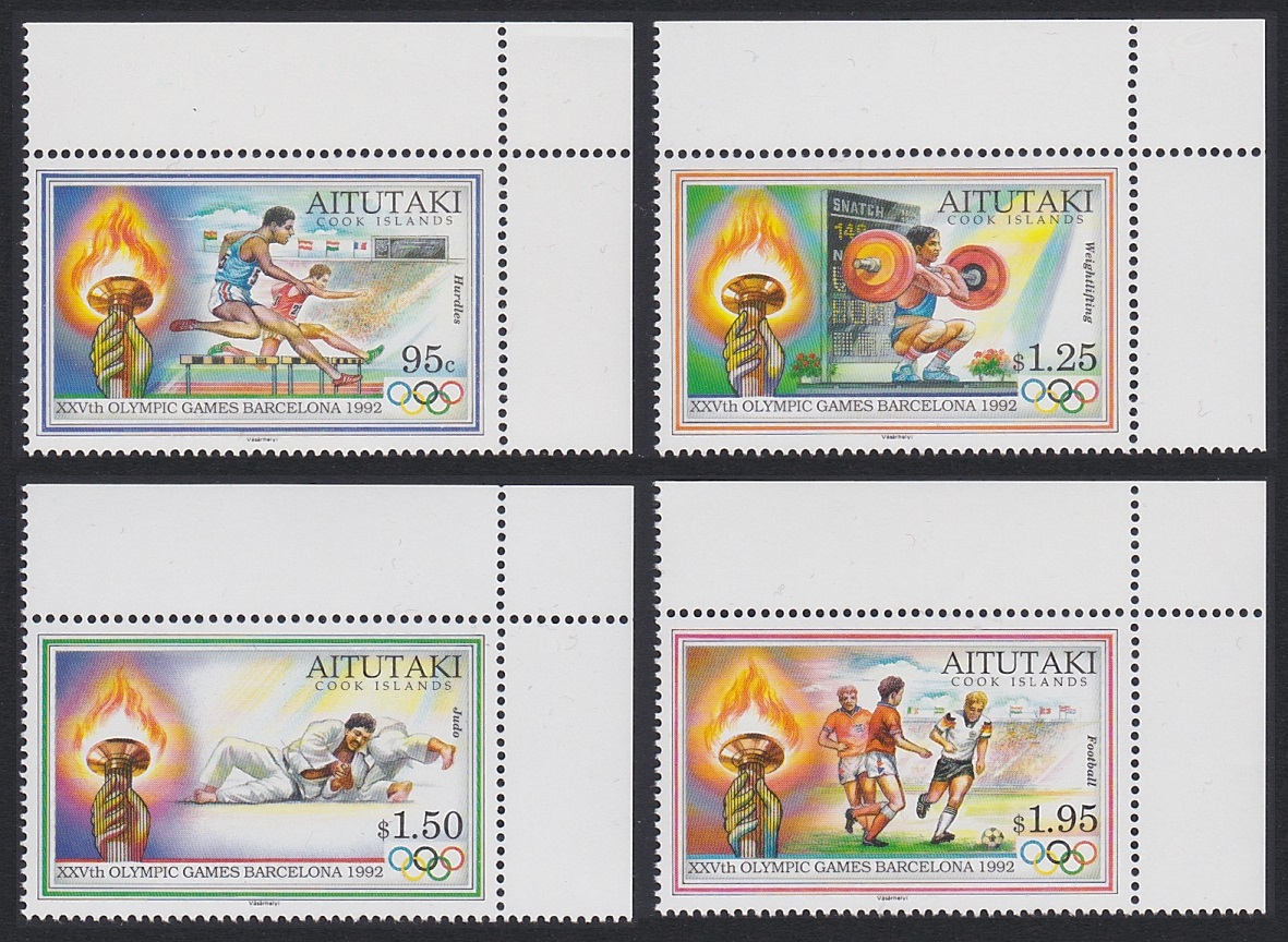 Aitutaki Olympic Games Barcelona 4v Corners 1992 MNH SG#628-631 Sc#460-463