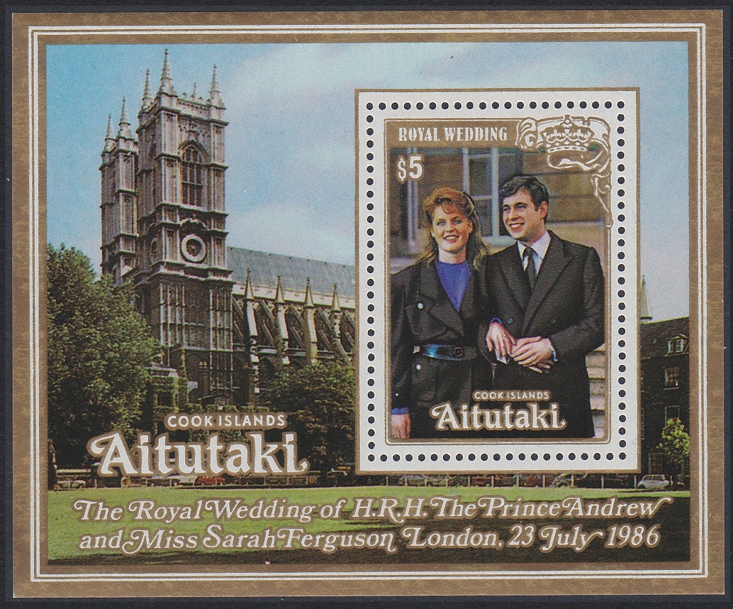 Aitutaki Royal Wedding Prince Andrew MS 1987 MNH SG#MS548