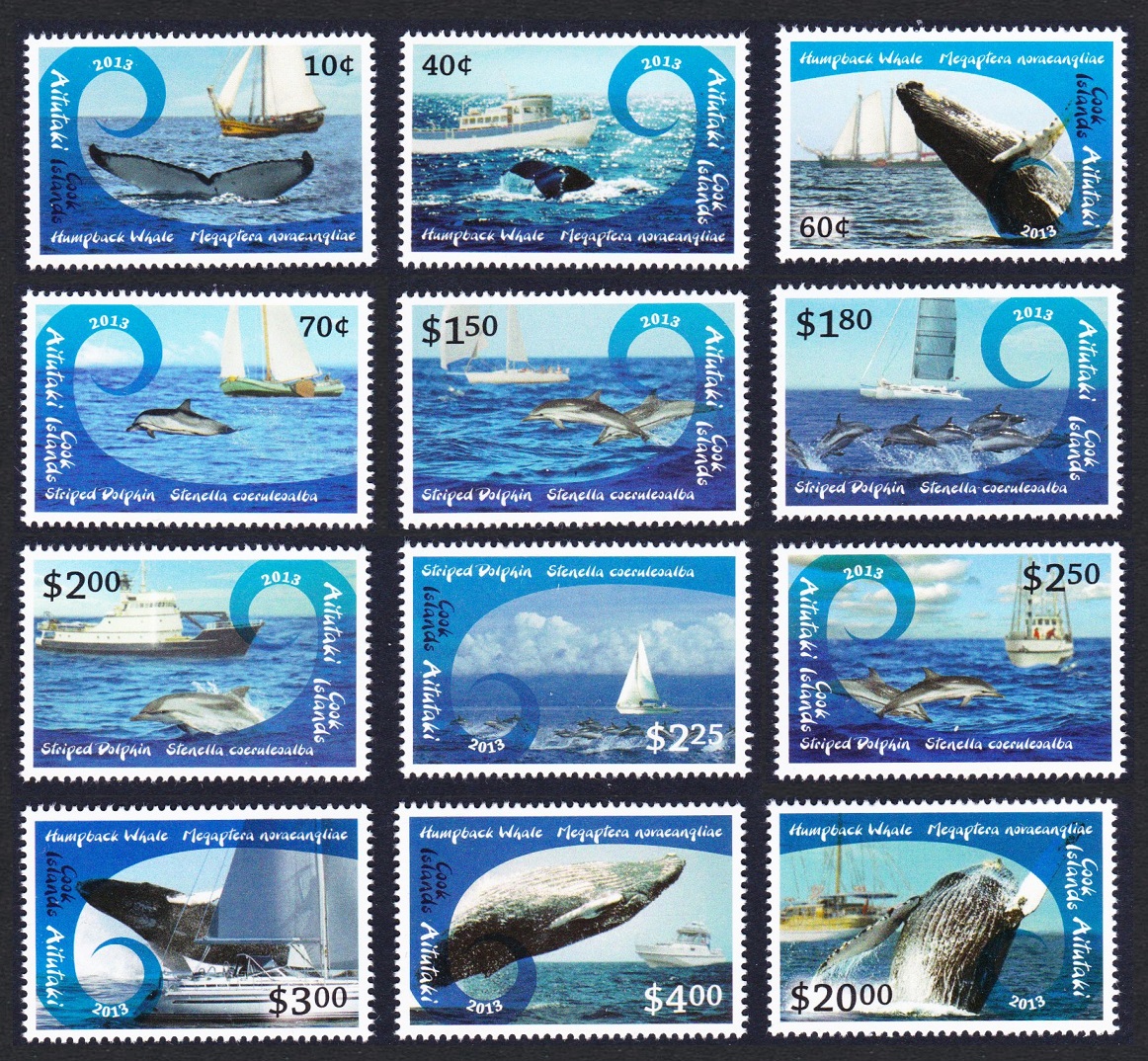 Aitutaki Whales Dolphins Ships Definitives Part 2 12v 2013 MNH SG#778=801 Sc#600-611