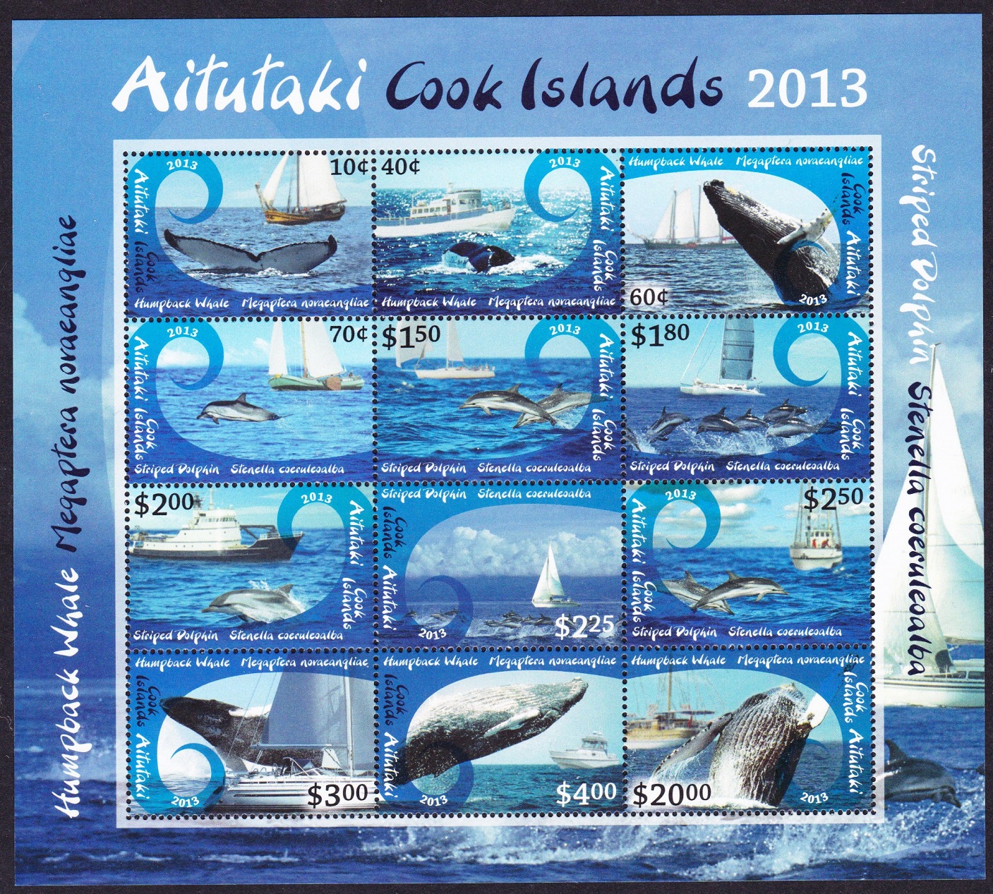 Aitutaki Whales Dolphins Ships Definitives Part 2 Sheetlet 2013 MNH SG#MS803 Sc#612