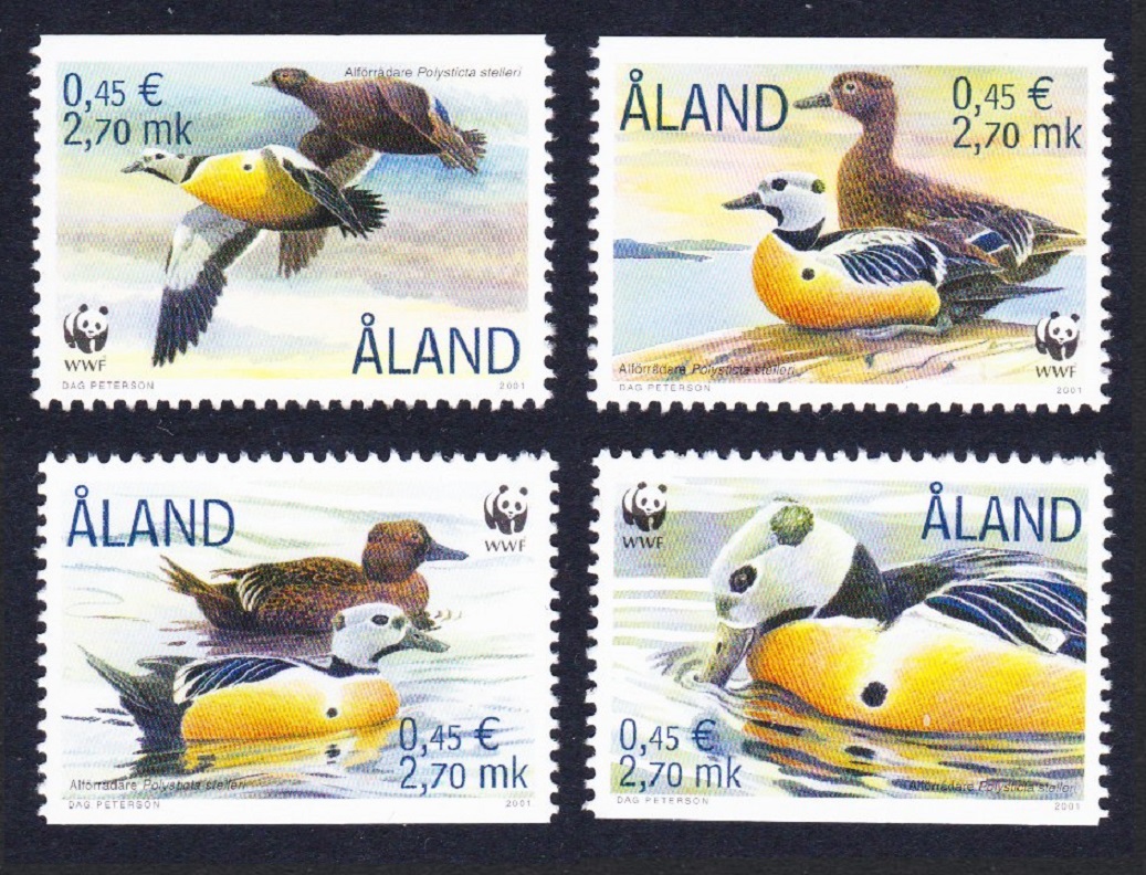 Aland Islands WWF Birds Steller&#39;s Eider 4v 2001 MNH SG#184-187 MI#183-186 Sc#185 a-d