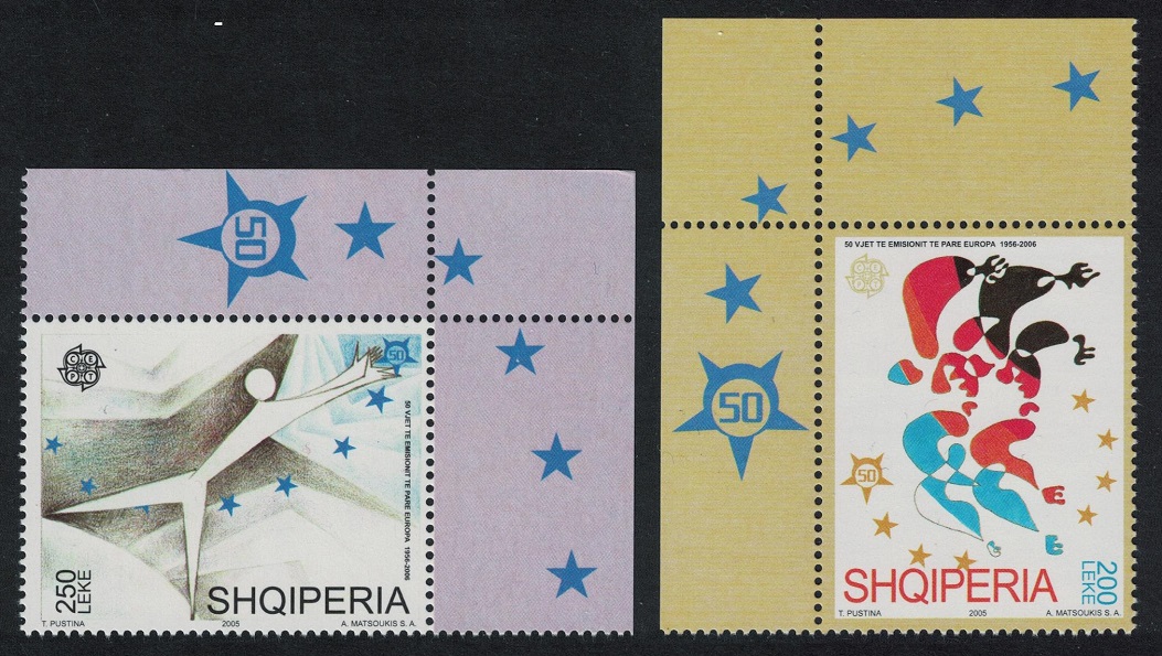 Albania 50th Anniversary of Europa Stamps 2v Corners 2005 MNH SG#3065-3066 MI#3045-3046