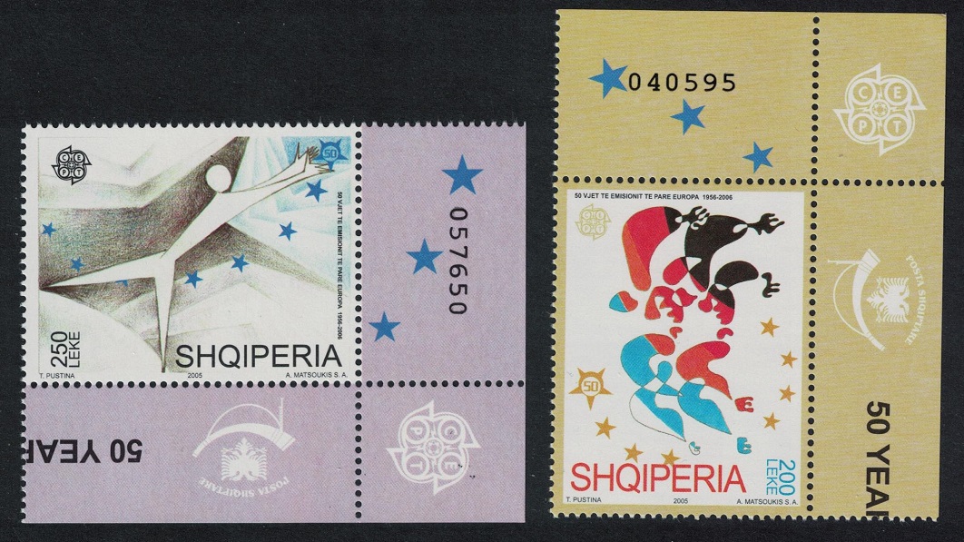 Albania Europa Stamps 2v Corners Control Number 2005 MNH SG#3065-3066 MI#3045-3046