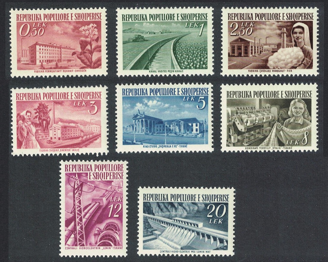 Albania Industries Hydro Station Agriculture 8v 1953 MNH SG#575-582 Sc#491-498