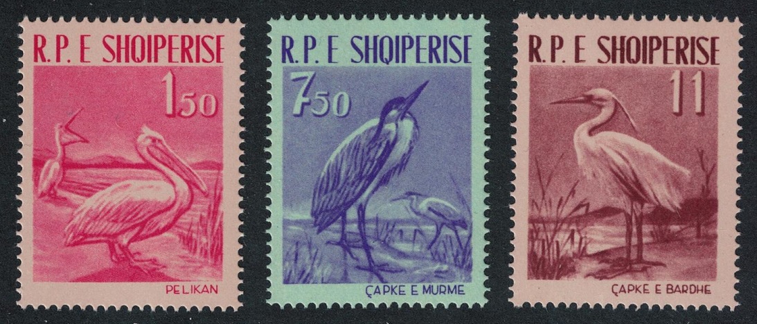 Albania Dalmatian Pelicans Heron Egret Birds 3v 1961 MNH SG#676-678