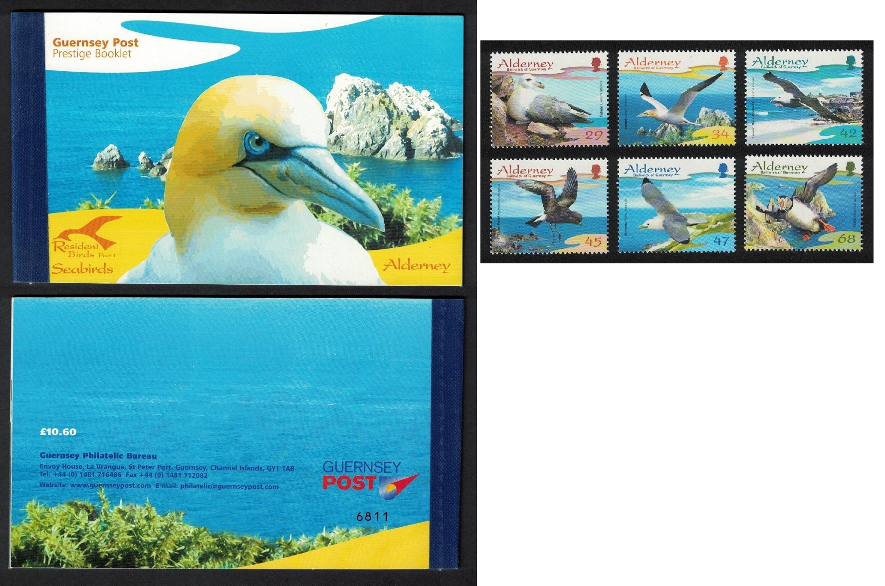 Alderney Fulmar Gannet Gull Petrel Puffin Seabirds Booklet 2006 MNH SG#A282-A287