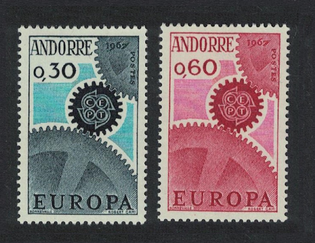 Andorra French Cogwheels Europa CEPT 2v 1967 MNH SG#F199-F200