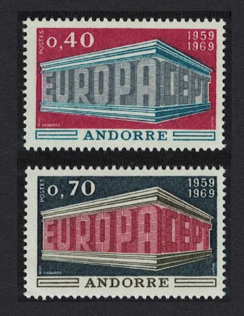 Andorra French Colonnade Europa CEPT 2v 1969 MNH SG#F214-F215