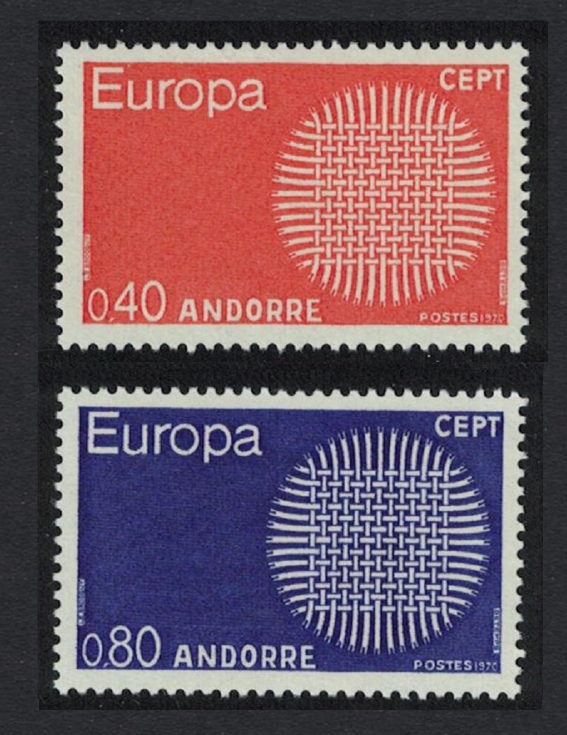 Andorra French Sun composed of 24 interwoven fibres Europa CEPT 2v 1970 MNH SG#F222-F223