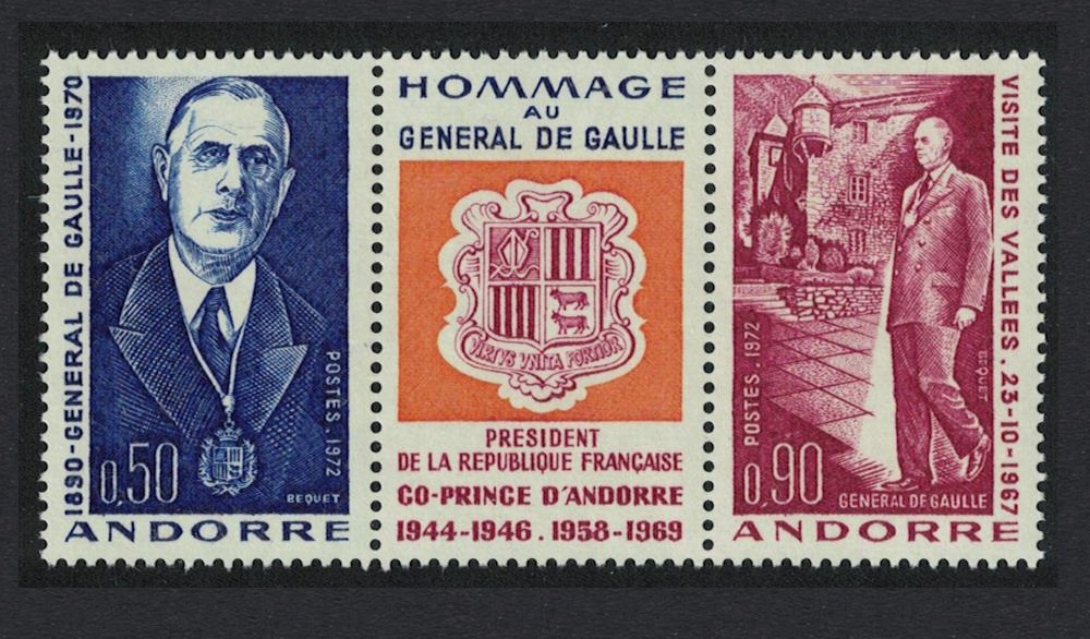 Andorra French General De Gaulle&#39;s Visit to Andorra 2v strip 1972 MNH SG#F243-F244