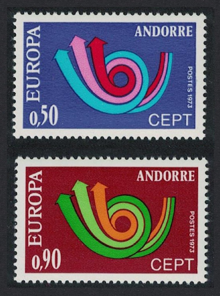 Andorra French Post Horn Europa CEPT 2v 1973 MNH SG#F245-f246