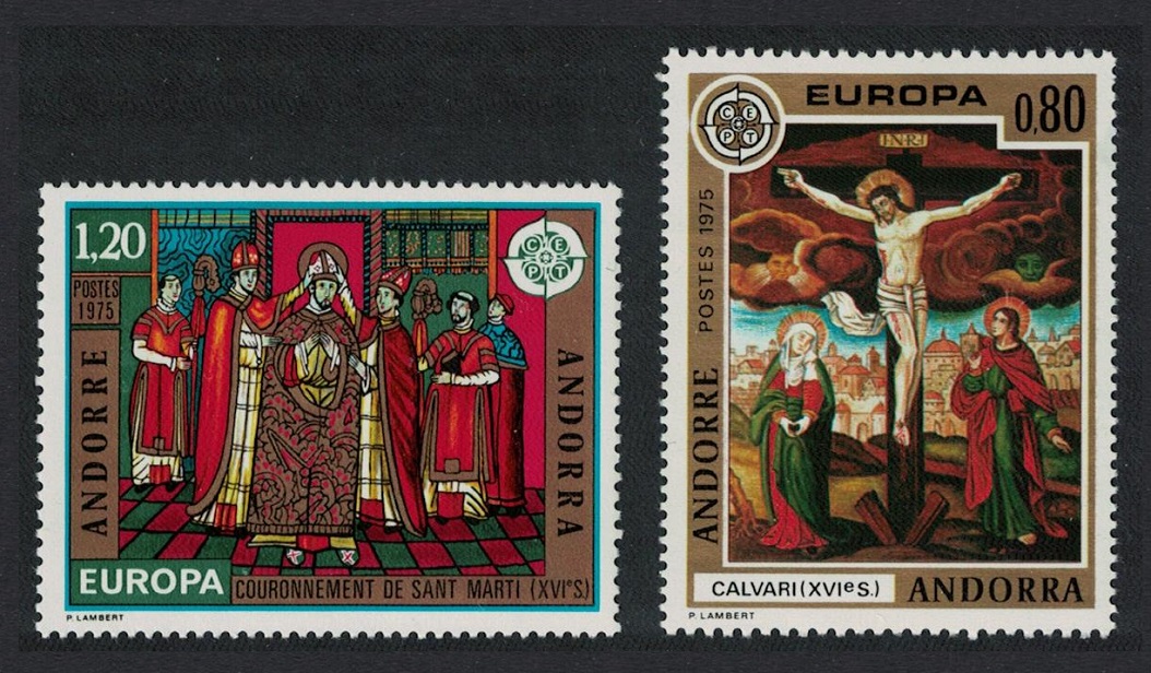 Andorra French Paintings from La Cortinada Church Europa CEPT 2v 1975 MNH SG#F262-F263