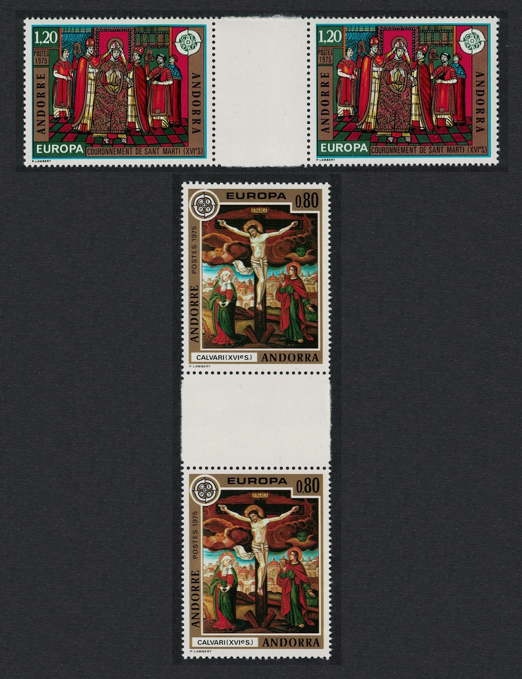 Andorra French Europa Paintings from La Cortinada Church 2v Gutter Pairs 1975 MNH SG#F262-F263