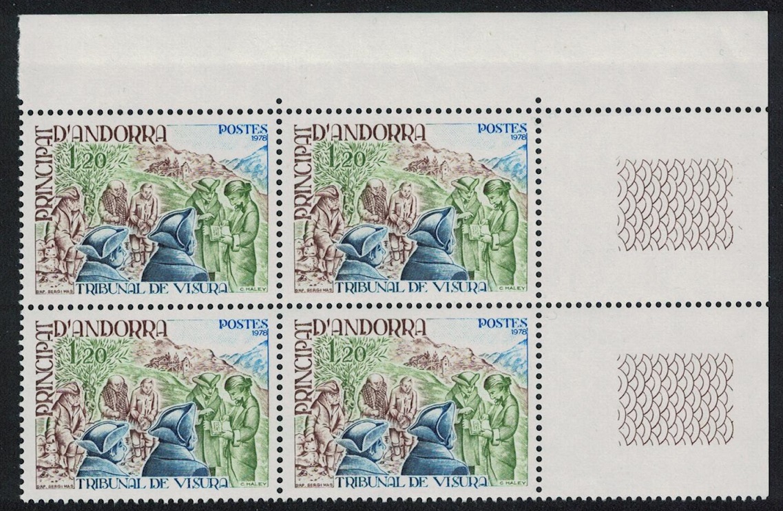 Andorra French Tribunal of Visura Corner Block of 4 1978 MNH SG#F291 MI#293