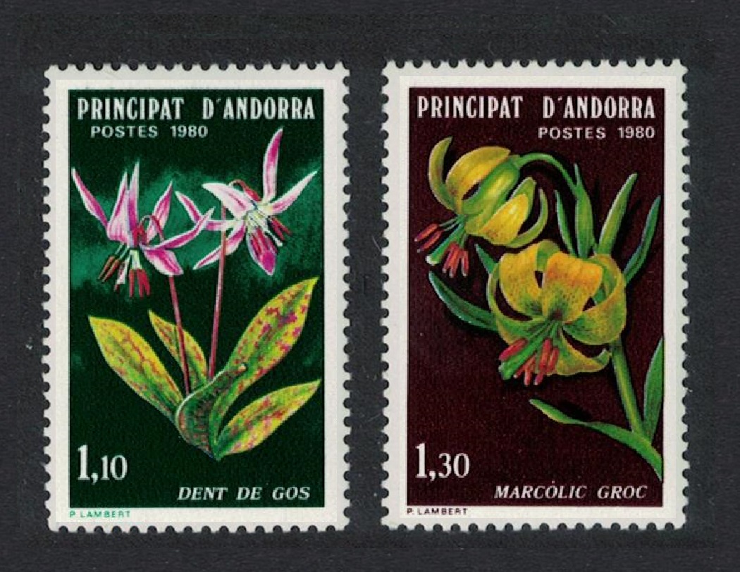 Andorra French Lily Violet Nature Protection Flowers 2v 1980 MNH SG#F305-F306 MI#307-308 Sc#281-282