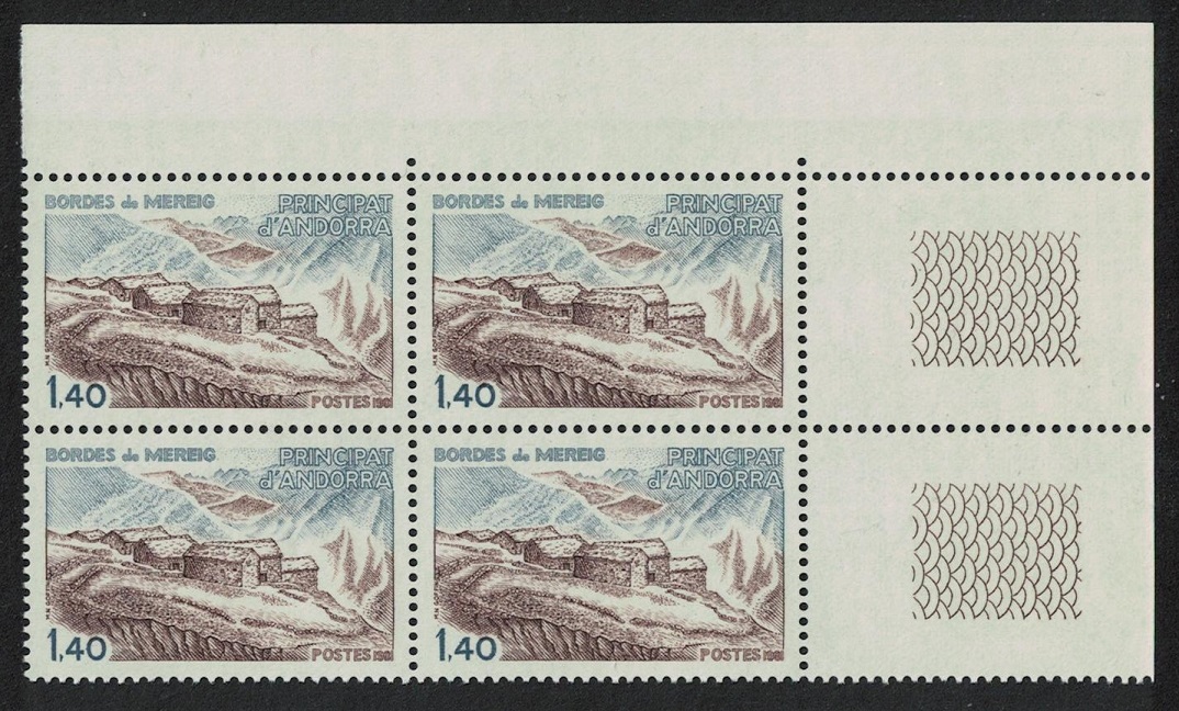 Andorra French Architecture T2 Corner Block of 4 1981 MNH SG#F310 MI#312