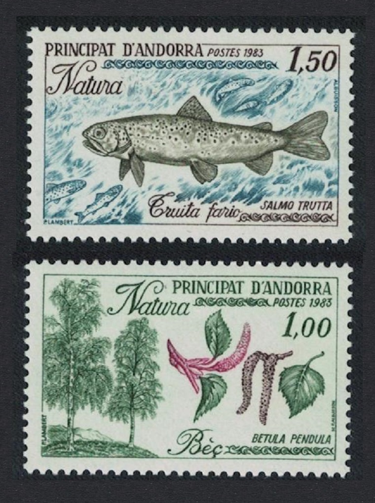 Andorra French Trout Fish Trees Nature Protection 2v 1983 MNH SG#F330-F331 MI#332-333 Sc#305-306