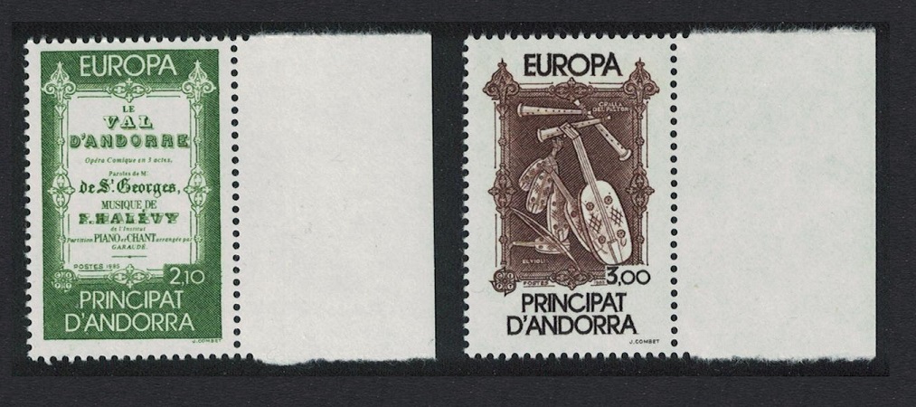 Andorra French Music Europa CEPT 2v with margins 1985 MNH SG#F365-F366