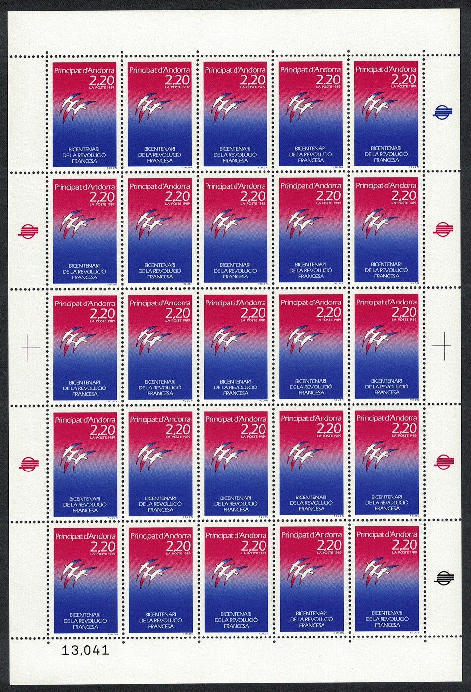 Andorra French Birds French Revolution Sheet 1989 MNH SG#F416 MI#397