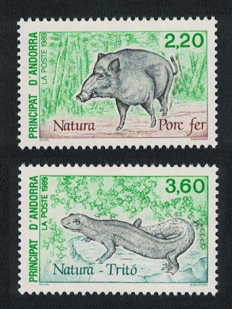 Andorra French Boar Lizard Nature Protection 2v 1989 MNH SG#F422-F423 MI#403-434 Sc#376-377