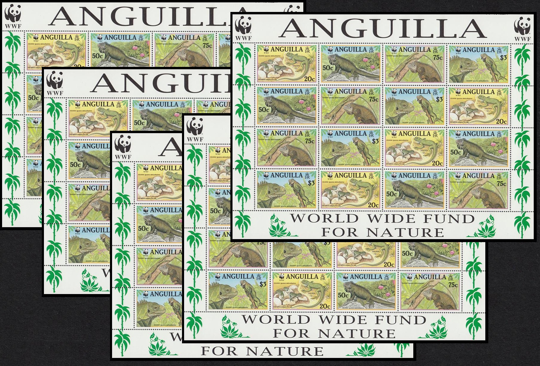 Anguilla WWF West Indian Iguana 5 Sheetlets [A] 1997 MNH SG#1004-1007 MI#988-991 Sc#968 a-d