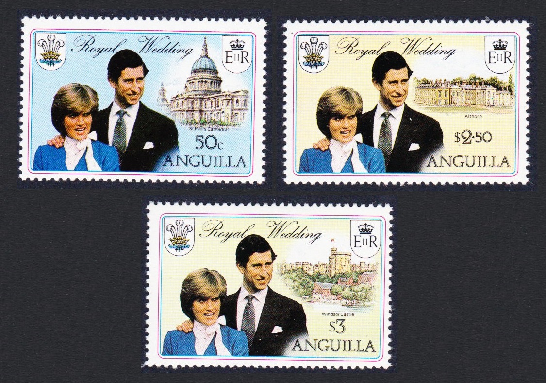 Anguilla Charles and Diana Royal Wedding 3v 1981 MNH SG#464-466 Sc#444-446