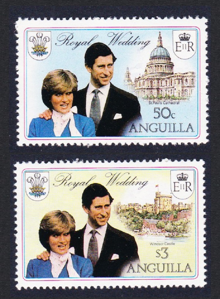 Anguilla Charles and Diana Royal Wedding 2v from Booklet 1981 MNH SG#468-469 Sc#444b+46b