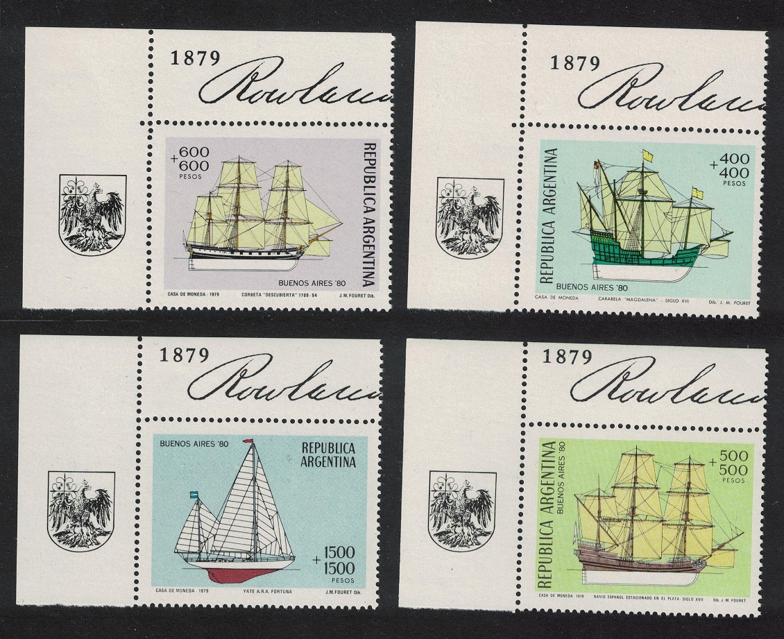 Argentina Sailing Ships &#39;Buenos Aires &#39;80&#39; Stamp Exhibition 4v 1979 MNH SG#1646-1649 MI#1405-1408