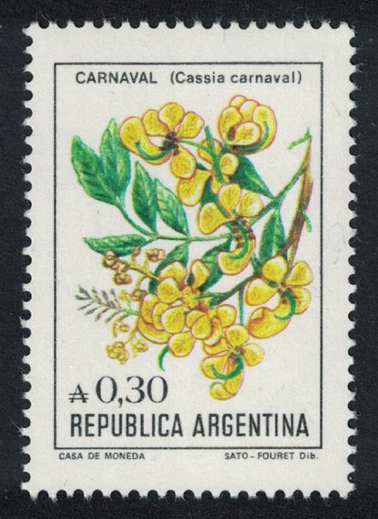 Argentina &#39;Cassia carnaval&#39; Flowers 30c 1985 MNH SG#1937