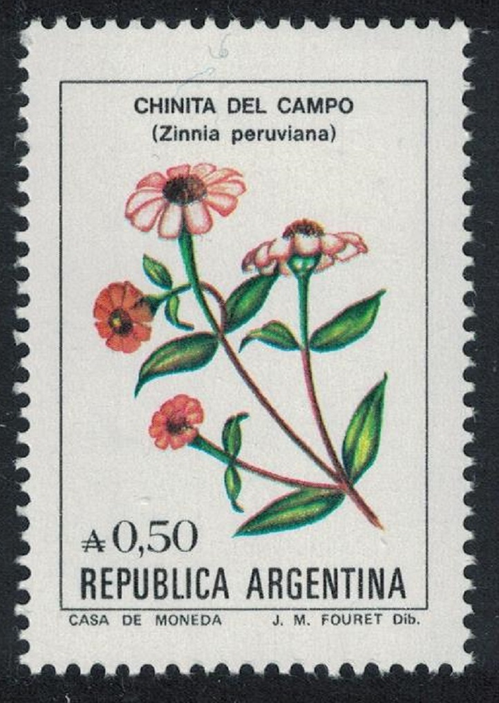 Argentina &#39;Zinnnia peruviana&#39; Flowers 50c 1985 MNH SG#1938