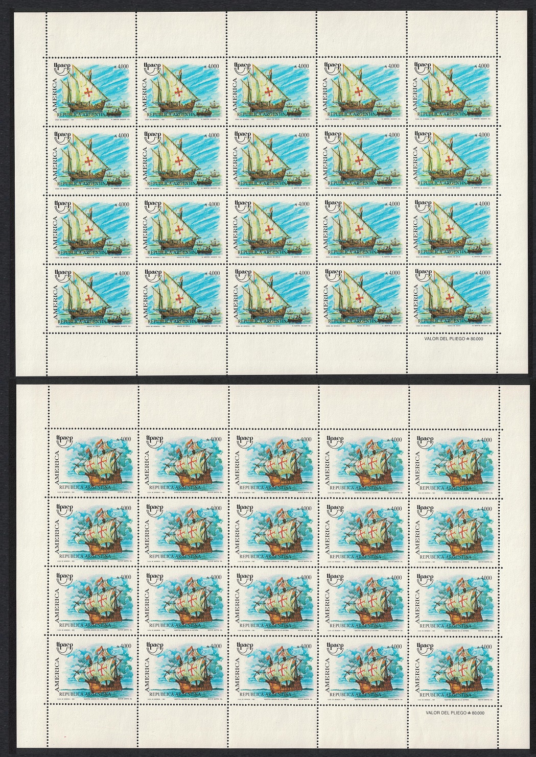 Argentina America Voyages of Discovery Magellan UPAEP 2v Sheets 1991 MNH SG#2258-2259