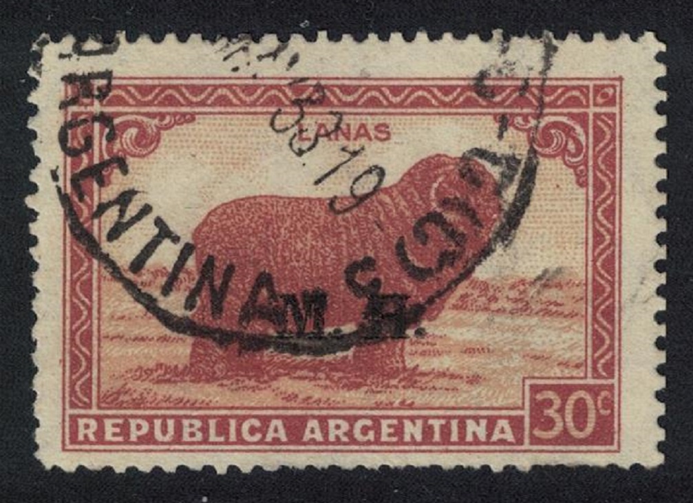 Argentina Merino Sheep &#39;M.H.&#39;&#39; Overprint 1935 Canc MI#423X III B Sc#OD143