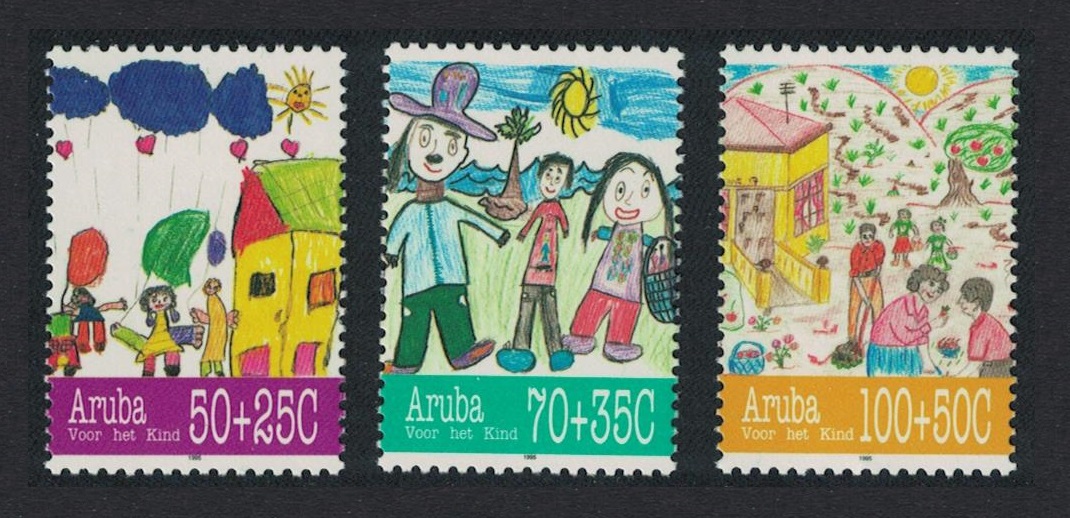 Aruba Child Welfare Children&#39;s Drawings 3v 1995 MNH SG#172-174