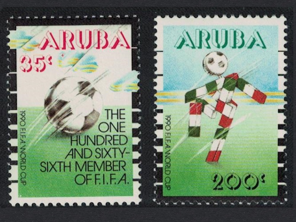 Aruba World Cup Football Championship Italy 2v 1990 MNH SG#80-81