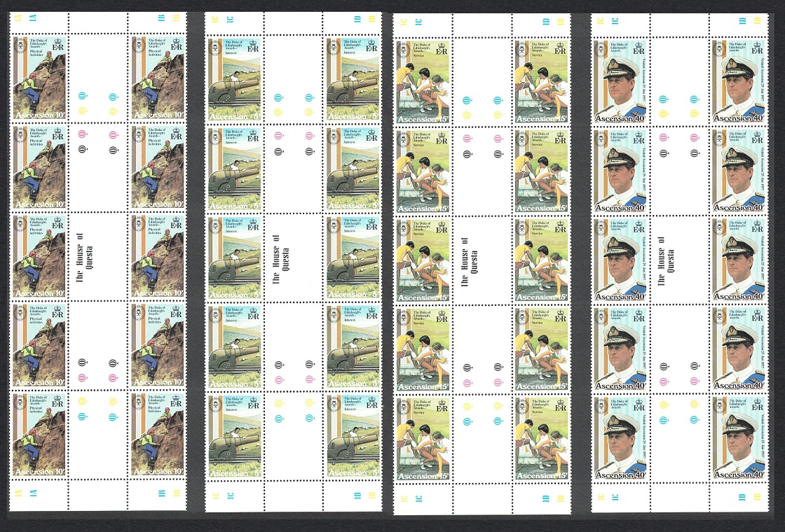 Ascension Duke of Edinburgh Full Gutter Strips 1981 MNH SG#305-308 Sc#297-300