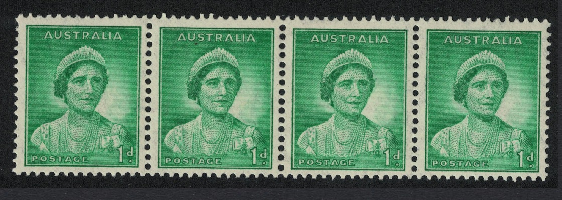 Australia Queen Elizabeth 1d strip of 4 1937 MNH SG#165