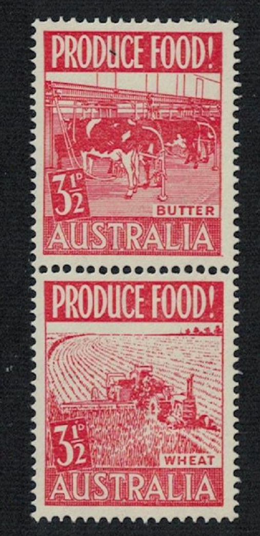 Australia Food Production &#39;Butter Wheat&#39; Scarlet pair 1953 MNH SG#258-259