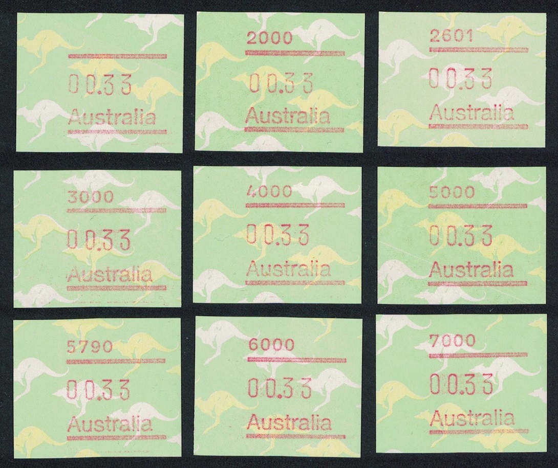 Australia Machine Labels Kangaroo 9v 1985 MNH MI#3+4