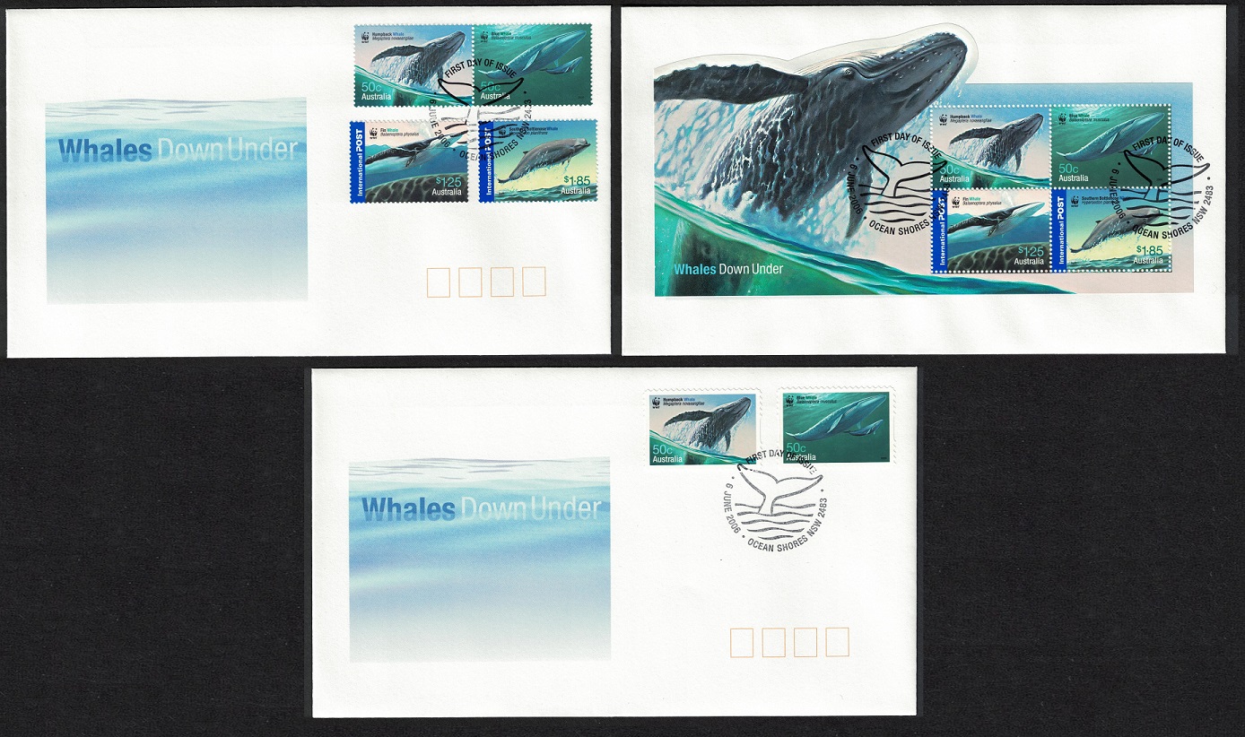 Australia WWF Whales Down Under FDCs set of 3 2006 SG#2659-MS2663