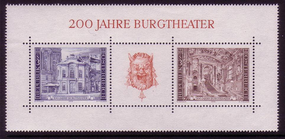 Austria 200th Anniversary Burgtheatre MS 1976 MNH SG#MS1755 MI#Block 3