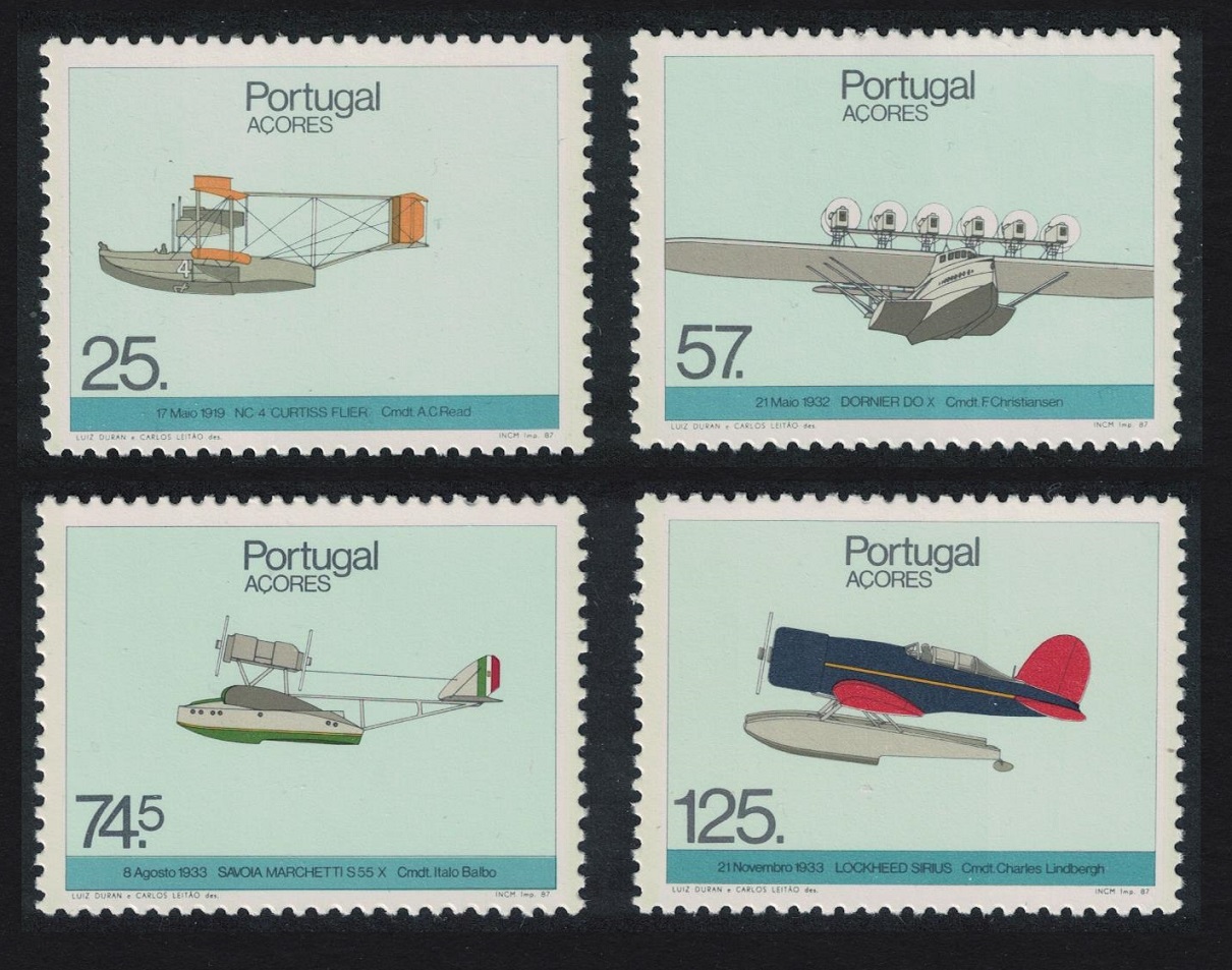 Azores Historic Airplane Landings in the Azores 4v 1987 MNH SG#480-483