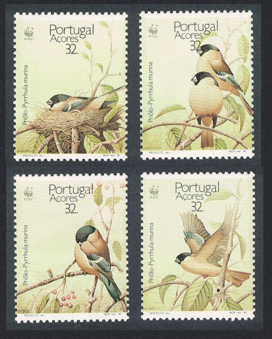 Azores WWF Birds Sao Miguel Bullfinch 4v 1990 MNH SG#500-503 MI#405-408 Sc#385-388