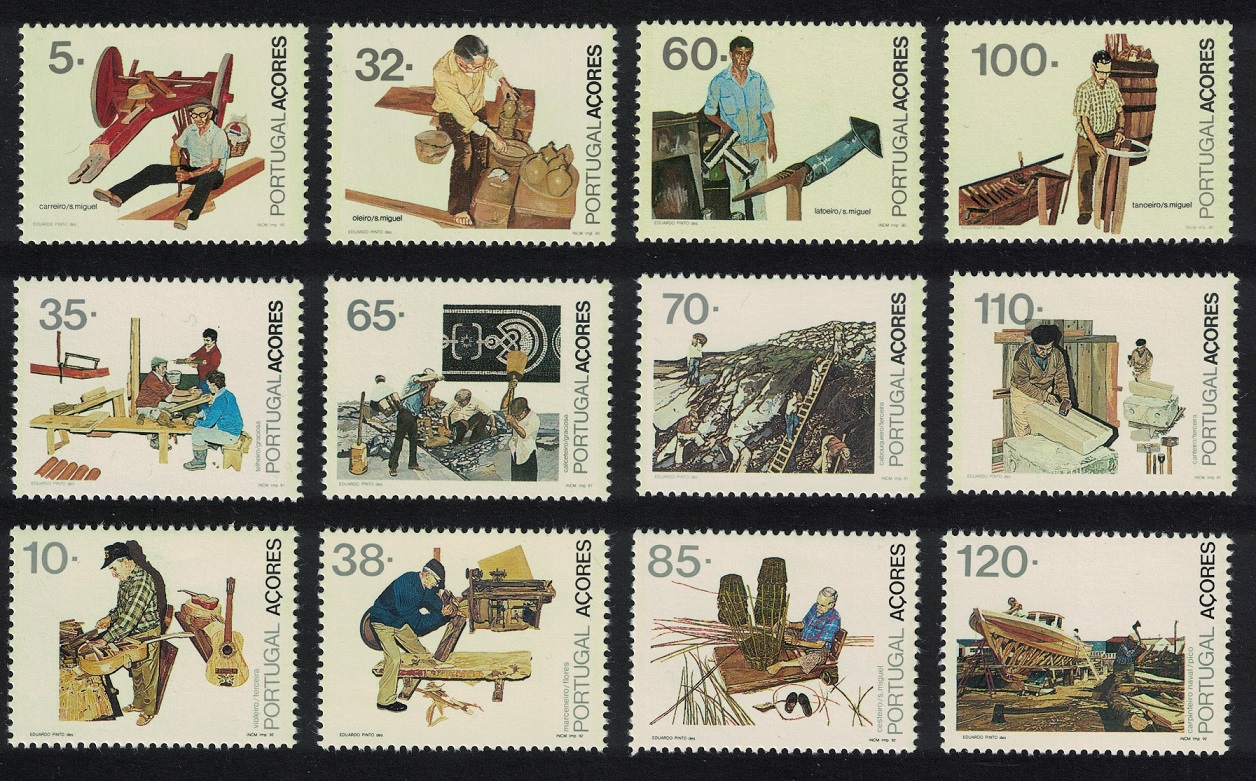 Azores Traditional Occupations 12v COMPLETE 1990 MNH SG#506-517