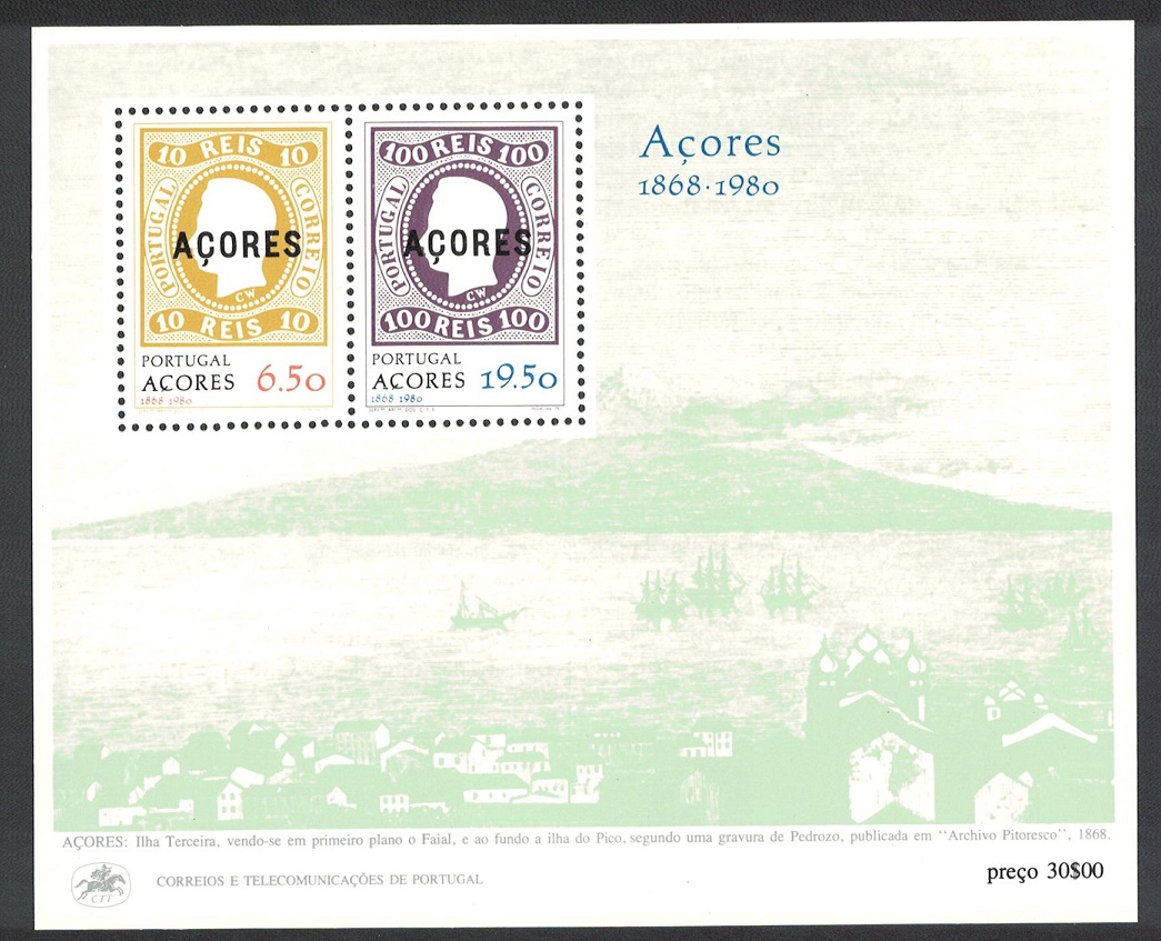 Azores 112th Anniversary of 1st Azores Stamps MS 1980 MNH SG#MS418 MI#Block 1