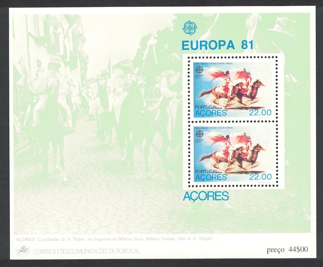 Azores Europa Horses Folklore MS 1981 MNH SG#MS426 Sc#322a